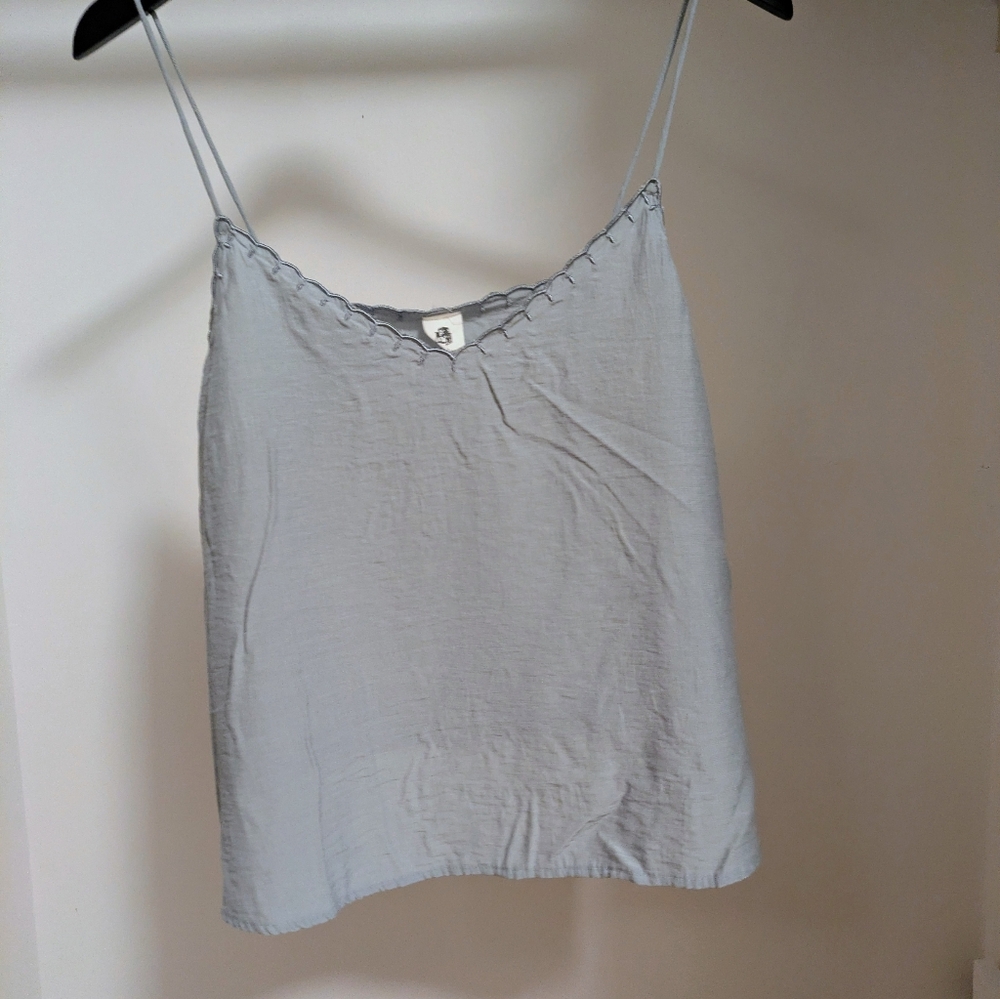 Flawless Blue Tank with Scalloped Neckline Size L